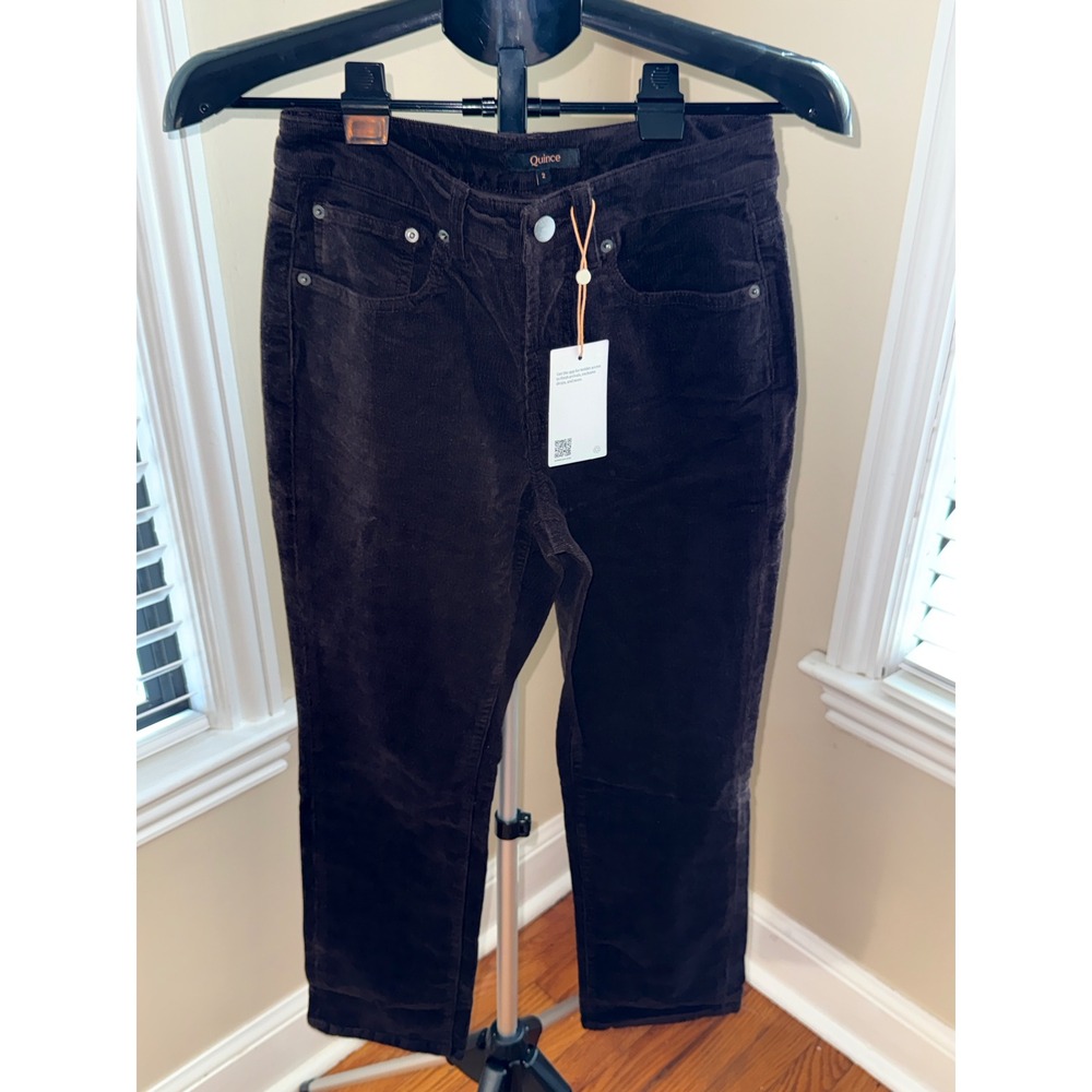 Quince Womens Straight Leg Corduroy Pants Brown Size 2 NWT Dark Chocolate